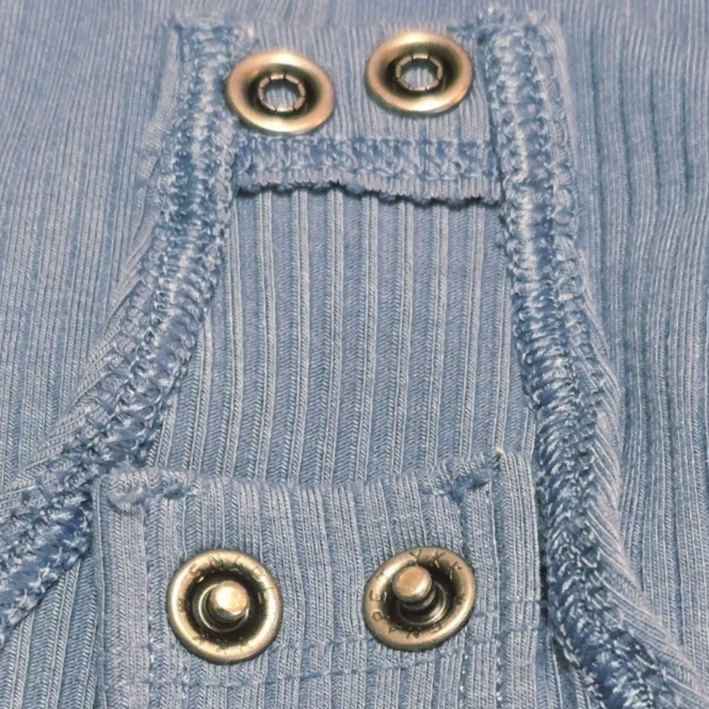 American Eagle Womens XS Blue Bodysuit Henley Long Sleeve Ribbed Scoop Neck - Picture 7 of 7
